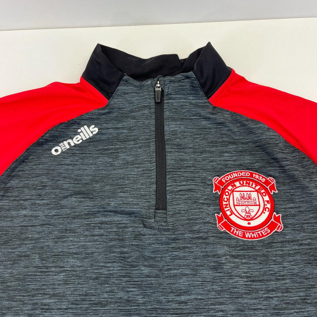 Lincoln United FC ONeills Long Sleeve Training Top size XL Grey Red Black