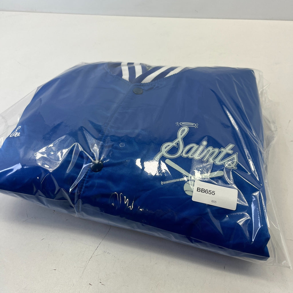 Genuine Saints Men's Baseball Jacket Bomber Top Metallic Blue size XL