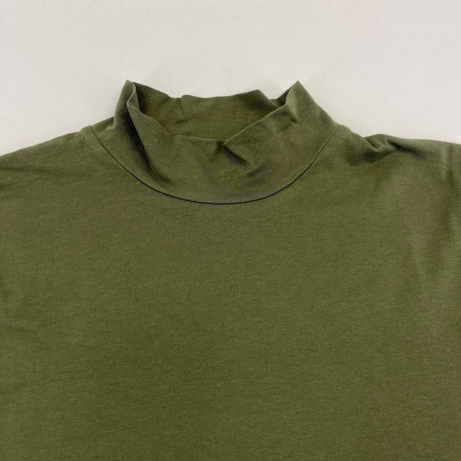 M&S Women's Stretch Roll Neck Top Olive Green Long Sleeve size 16 - New