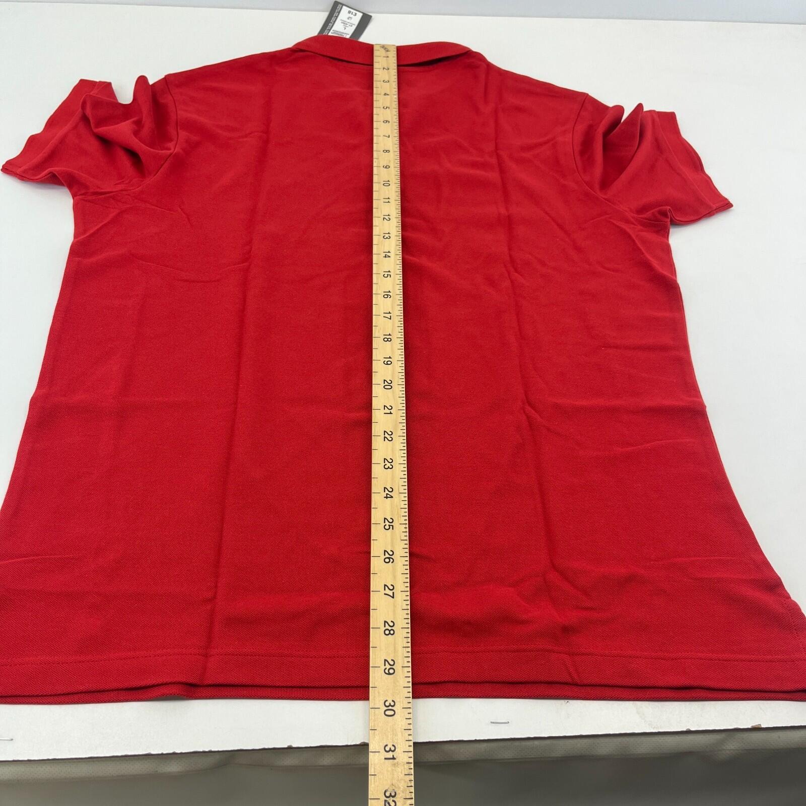 M&S Mens Red Short Sleeve 100% Cotton Polo Shirt Top size Large Regular Fit