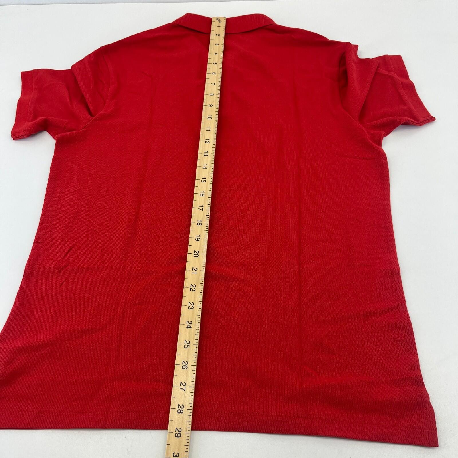 M&S Mens Red Short Sleeve 100% Cotton Polo Shirt Top size Medium Regular Fit