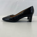 Hobbs Women's Leather Court Shoes UK 4 EU 37 Black Faux Croc Pattern
