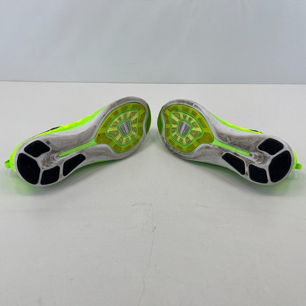 Nikes Flyknit Lunar 2 Womens Trainers Running Shoes Fluro Green & White UK 7.5