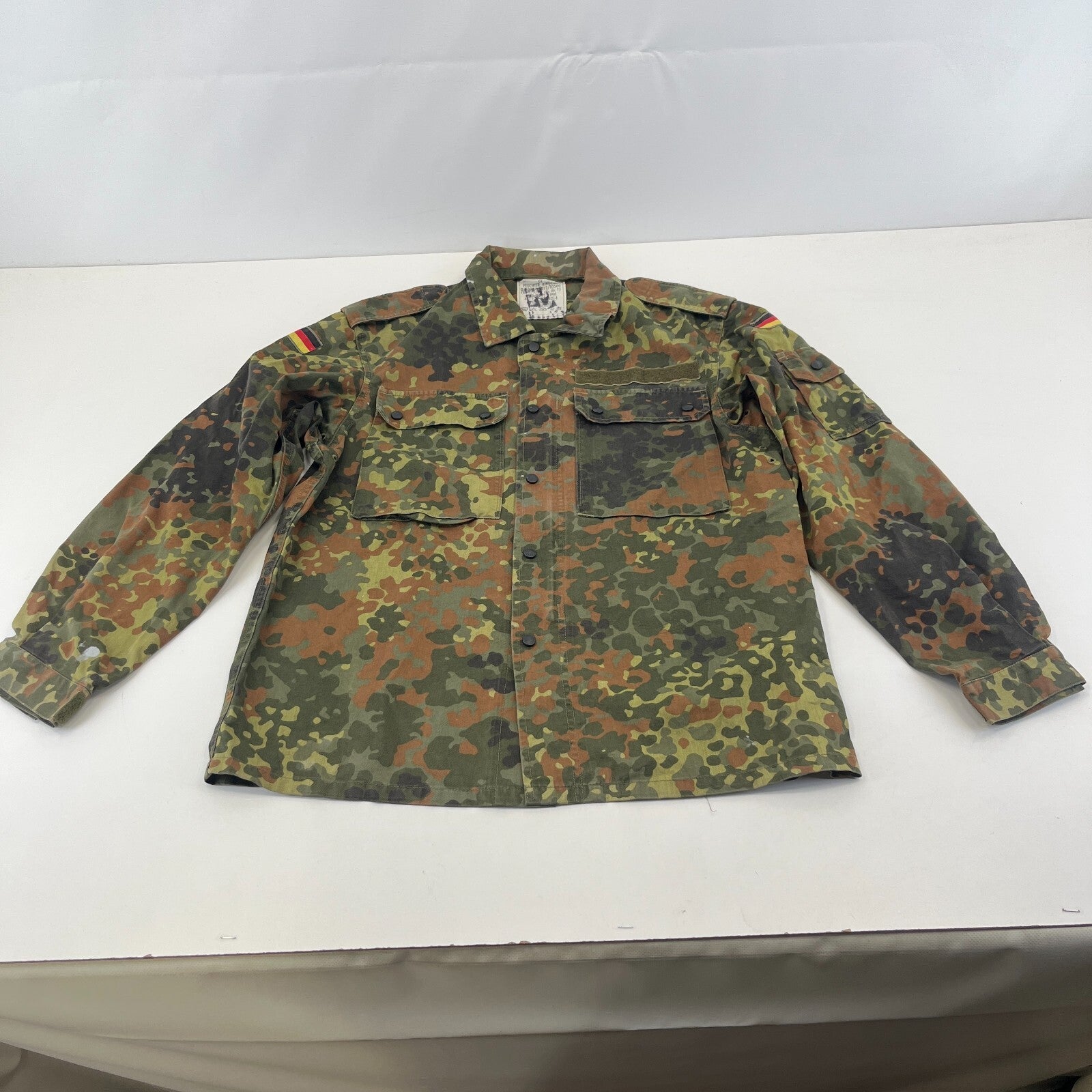 Vtg German Army Flecktarn Camouflage Summer Jacket Combat Green Gr.1 (UK M)