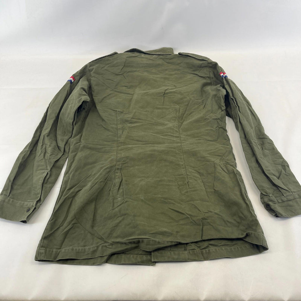 Vintage 1980s Dutch Army Shirt Green Long Sleeve Cotton Combat size Medium