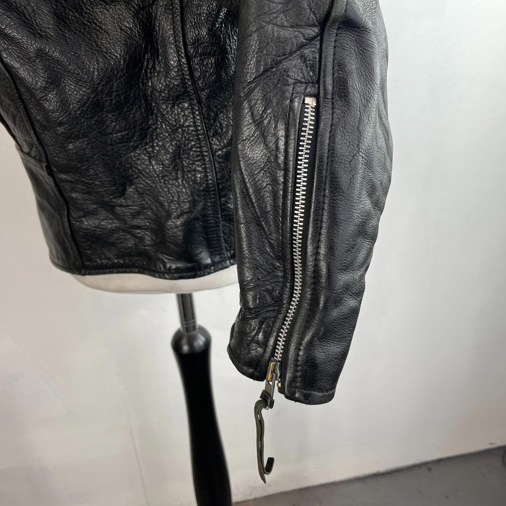 Vintage Genuine Harley Davidson Black Leather Jacket Made in USA - US size L