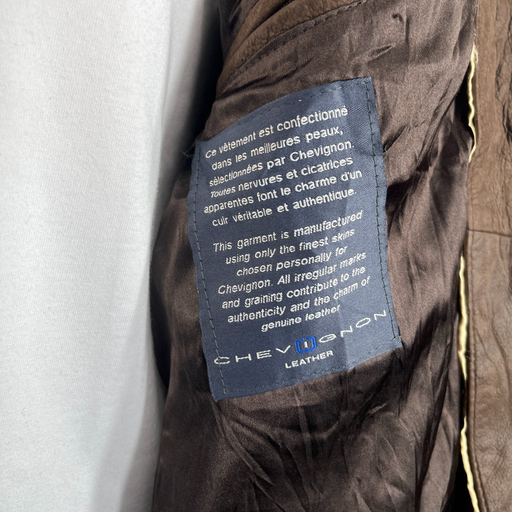 Chevignon Brown Soft Leather Jacket Men's size Large Mid Length
