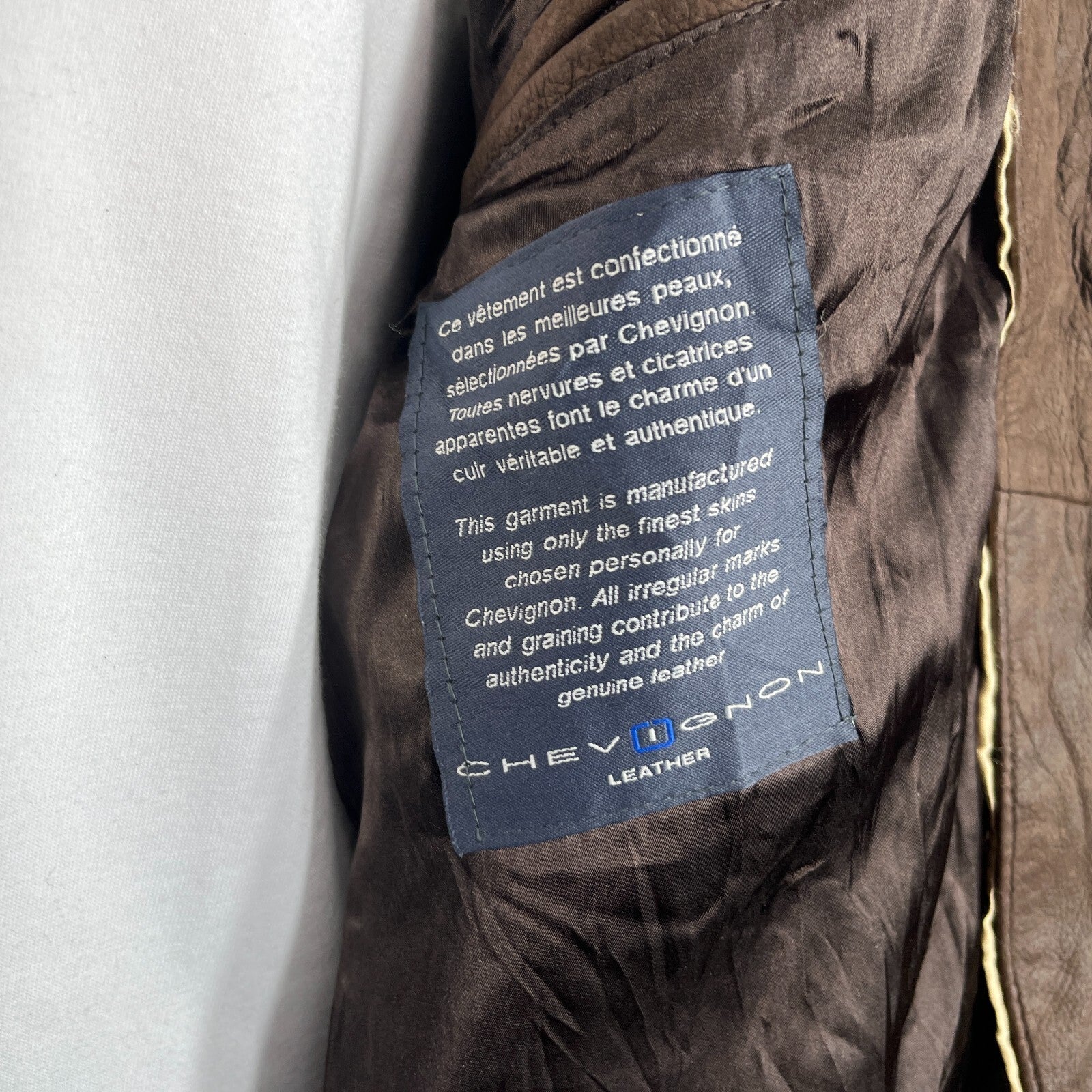 Chevignon Brown Soft Leather Jacket Men's size Large Mid Length