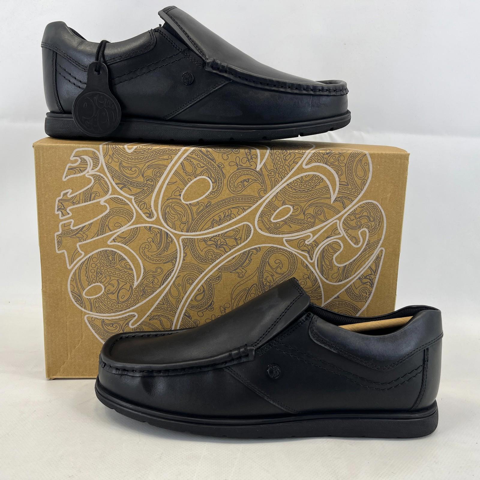 Pretty Green Waltham Slip On Shoes Moccasin Loafers Men's Black Leather size 8.5