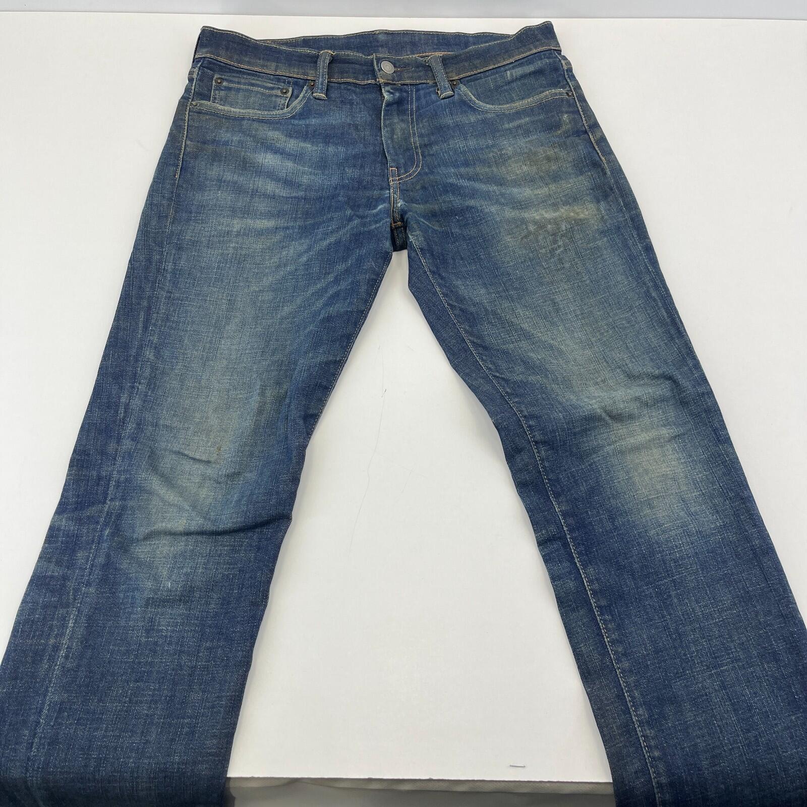 Levis 511 Distressed Slim Fit Jeans W32 L30 Blue Denim Straight Leg Mens Casual