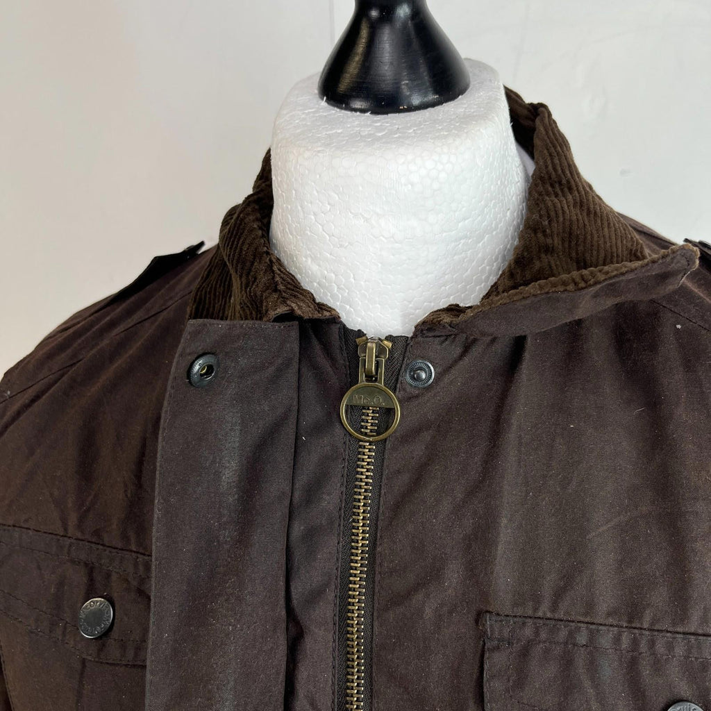 Mc Orvis Wax Jacket Women's size S Brown Country Coat with Corduroy Collar