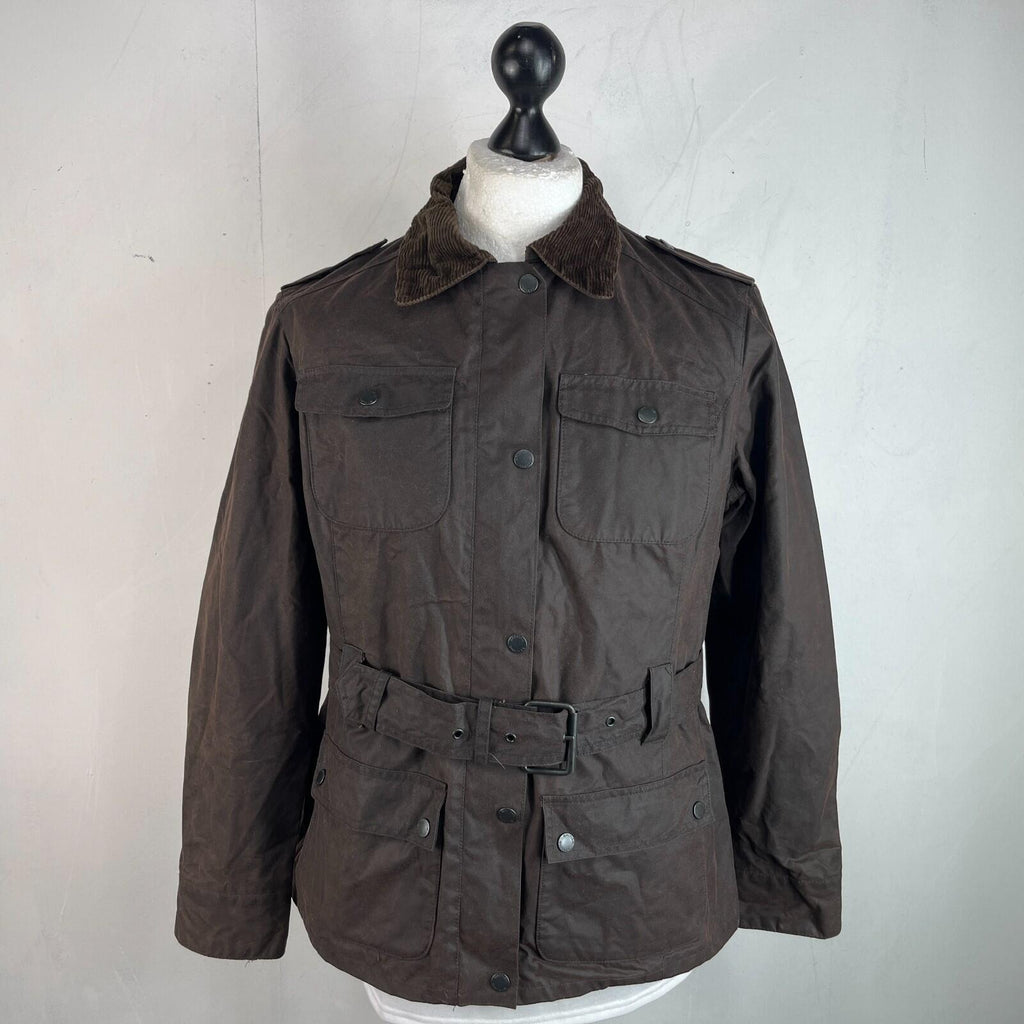 Crane Womens Waxed Cotton Jacket with a Belt Brown size Medium