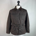 Crane Womens Waxed Cotton Jacket with a Belt Brown size Medium