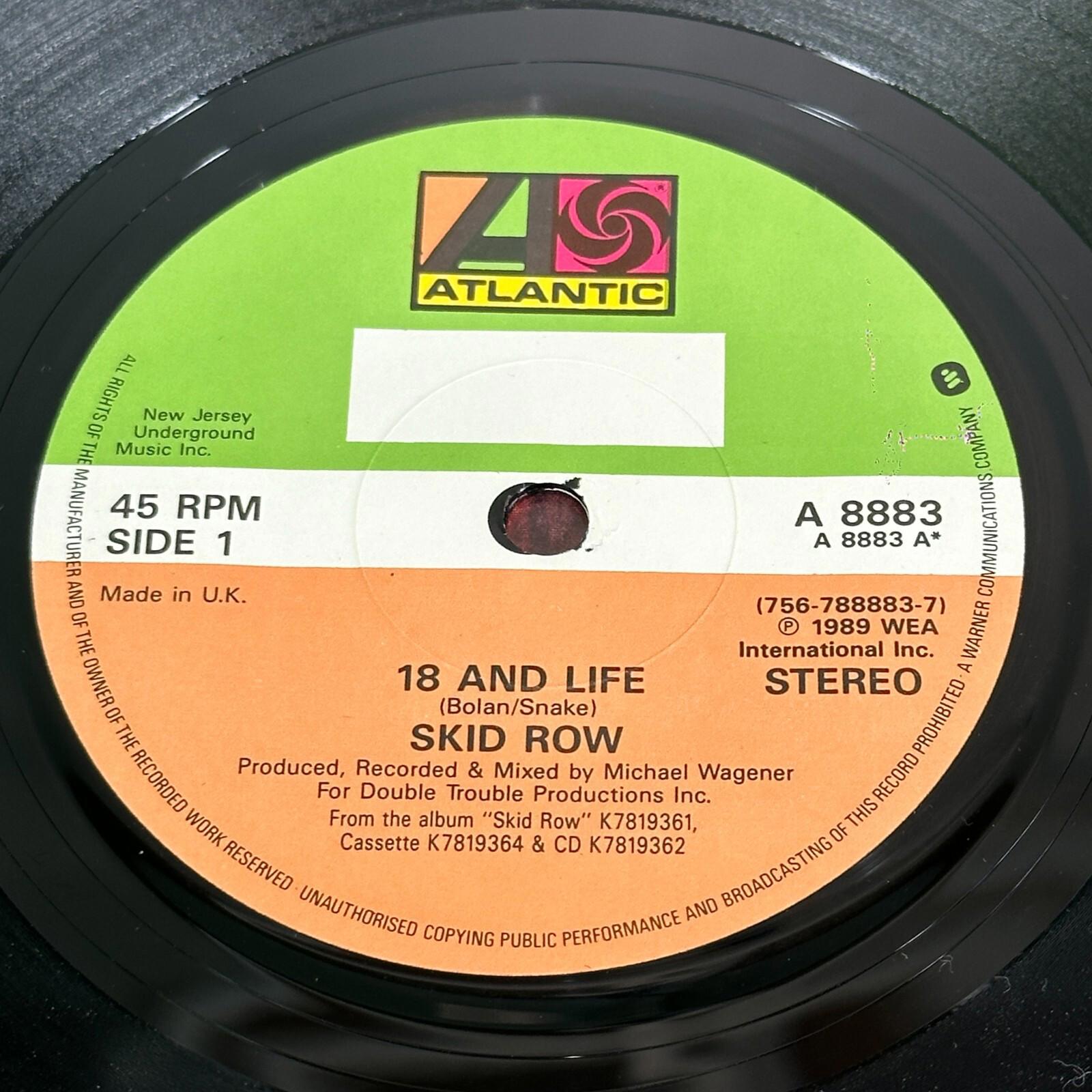 Skid Row - 18 & Life / Midnight Tornado 7" Vinyl Single Record Ex/Ex