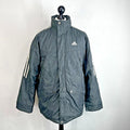 Adidas Men's Quilted Coach Jacket in Dark Grey - size Medium Oversized