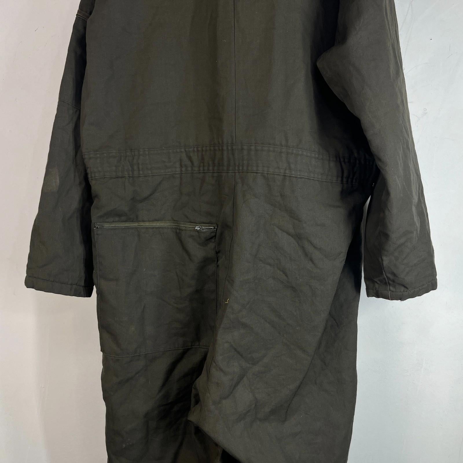 Vtg Montgomery Ward Powr House Thermal Insulated Overalls Green w/ Hood size XL