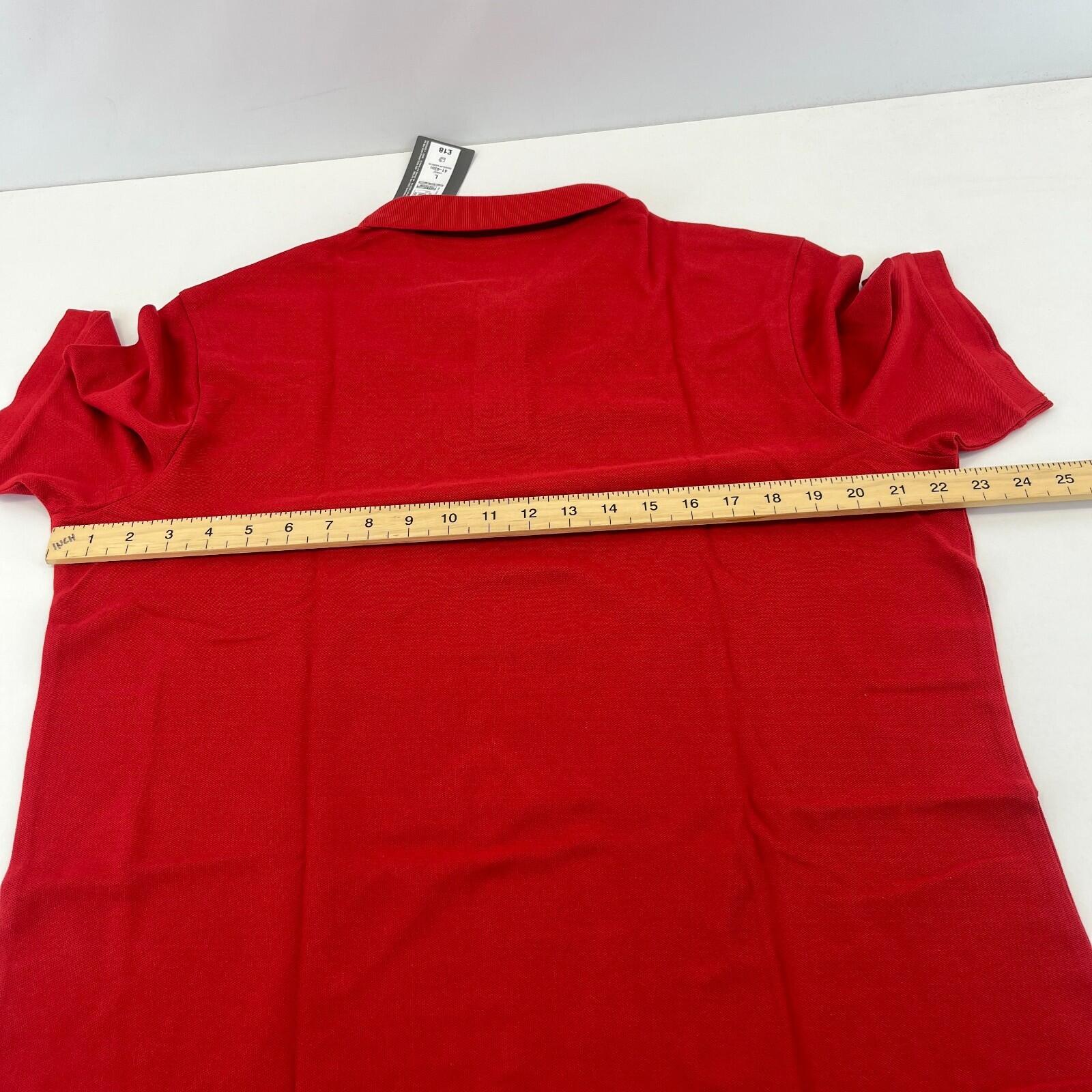 M&S Mens Red Short Sleeve 100% Cotton Polo Shirt Top size Large Regular Fit