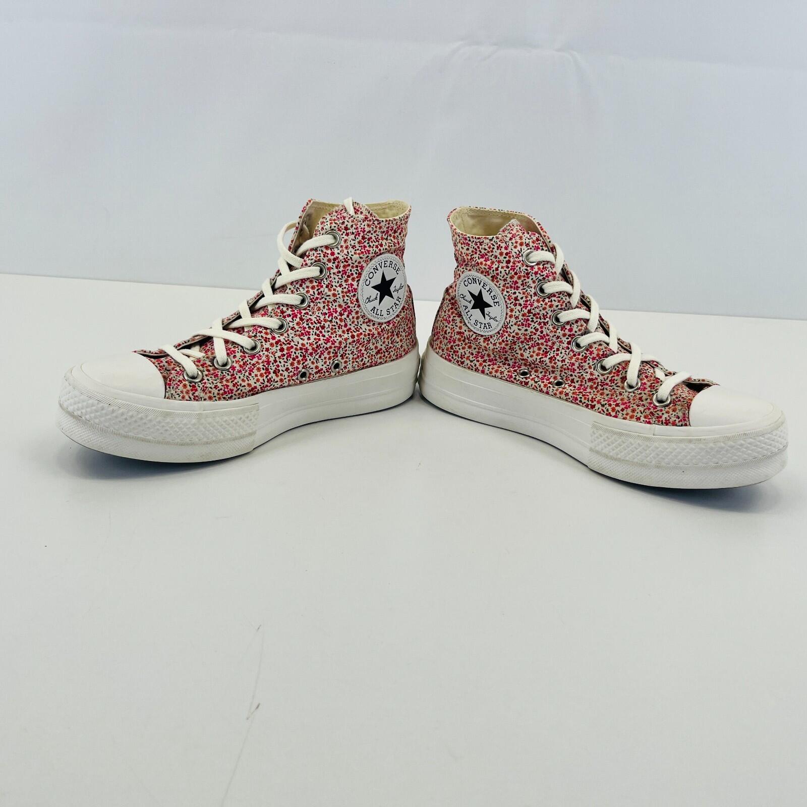Converse All Star Chuck Taylor Hi-Top Red/White Floral Womens Trainers UK 5