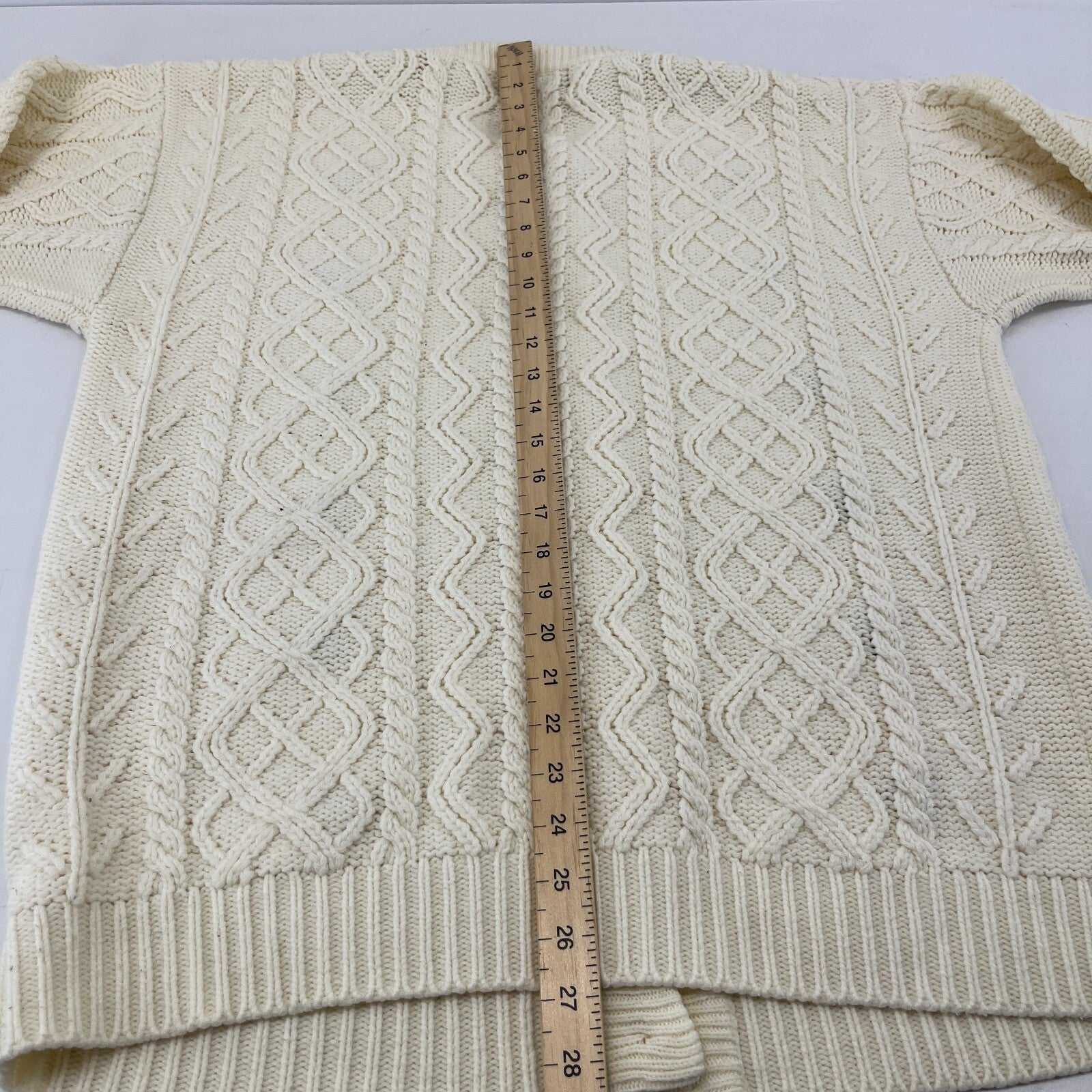 Avant Garde Cream & Floral Pattern Cardigan Cable Knit size XL - See Details