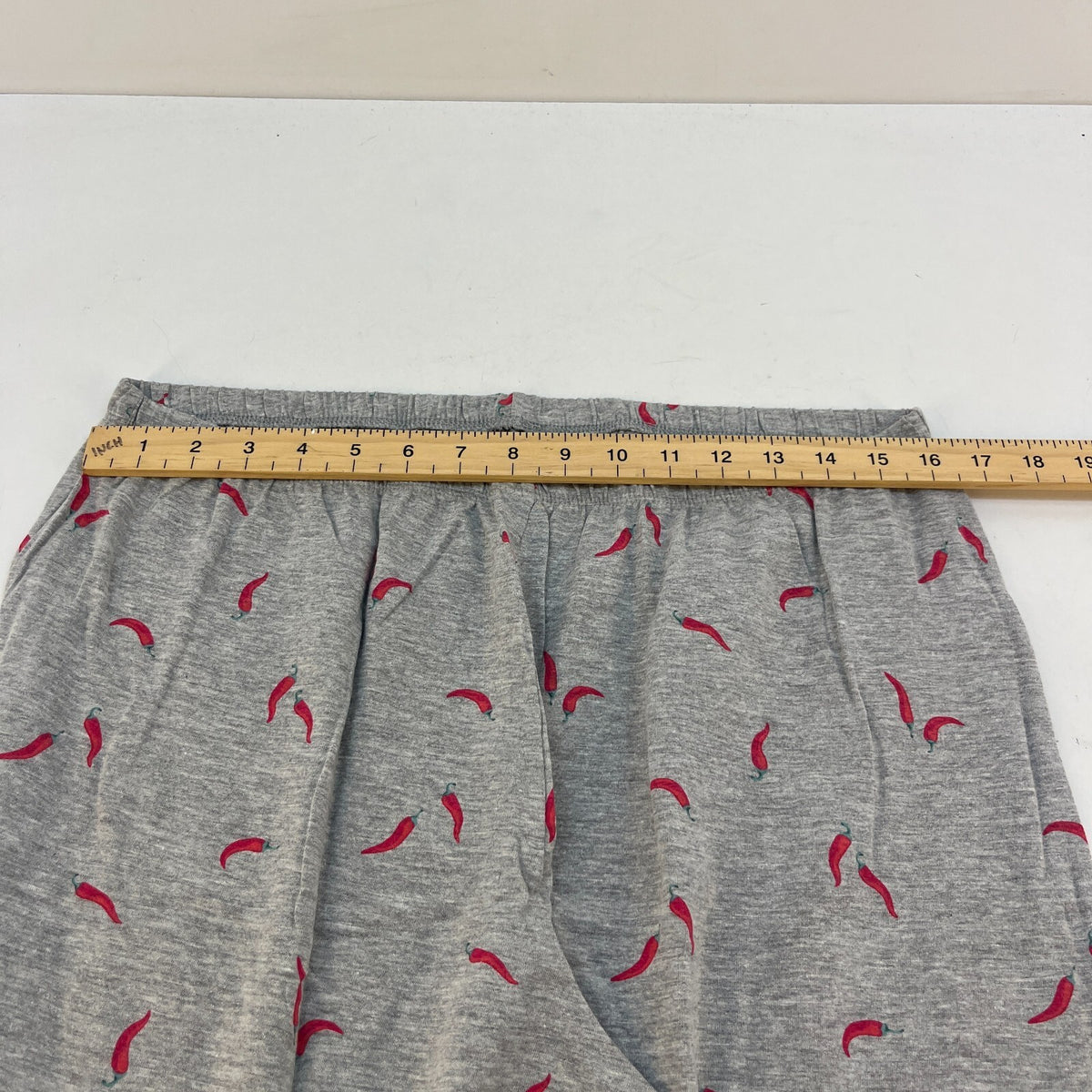 M&S Ladies Pyjama Set UK L 16-18 Grey with Chillies Long Leg Short Sleeve New