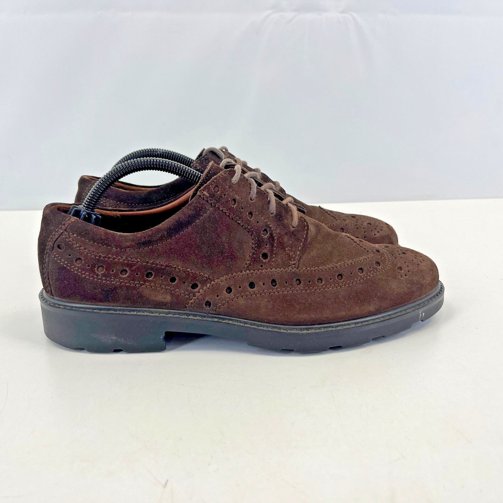 Hotter Defender Mens Dark Brown Suede Brogue Shoes Size UK 7.5 - Near Mint