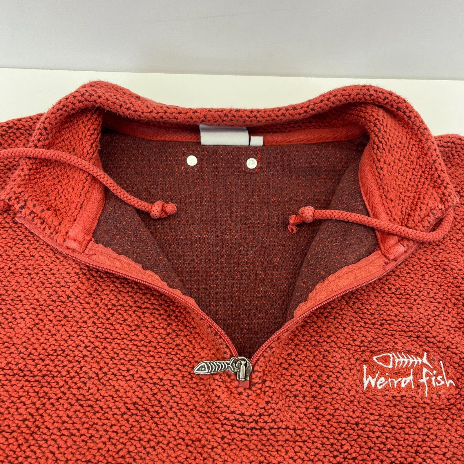 Weird Fish Macaroni 1/4 Zip Waffle Knit Jumper Pullover Mens 2XL Terracotta Red