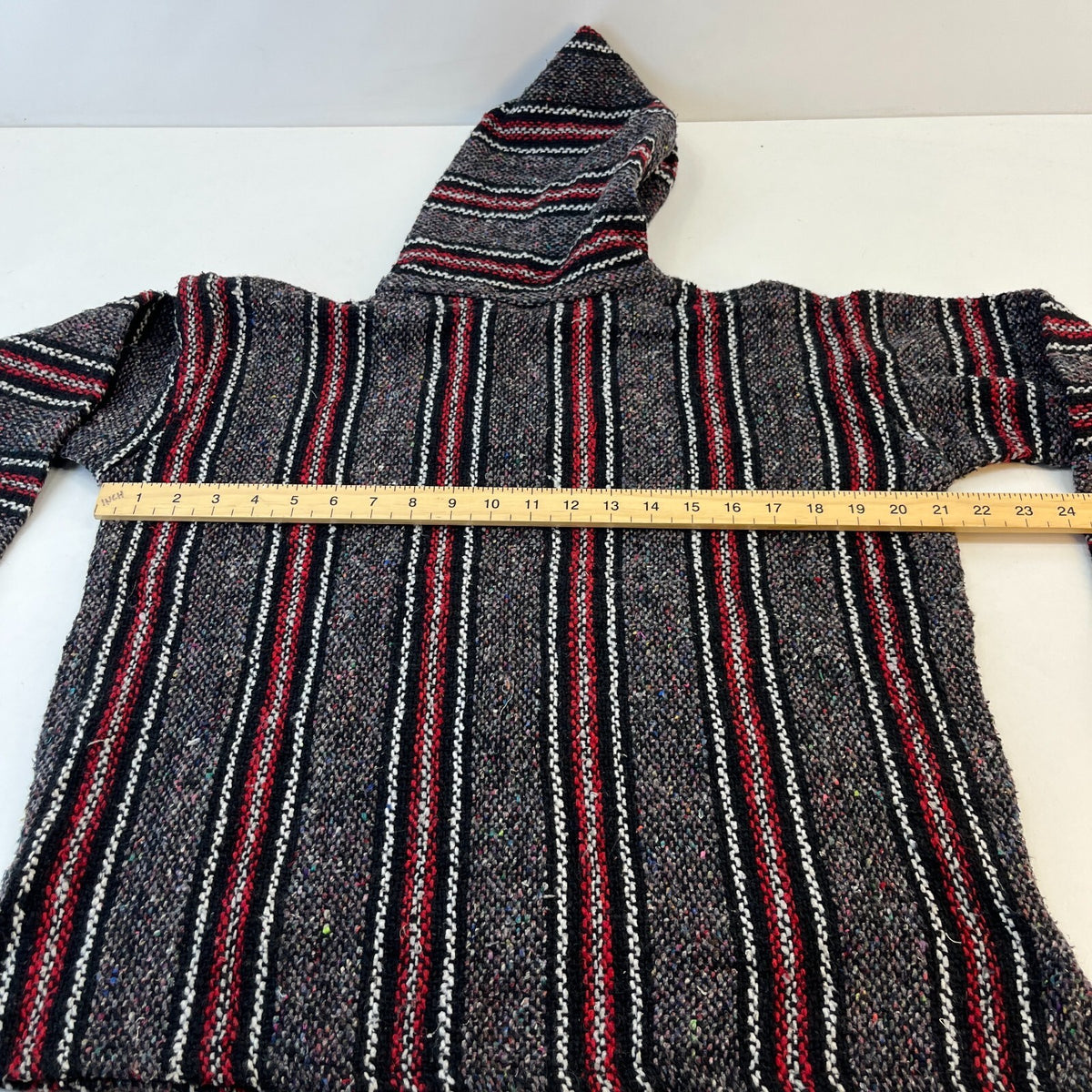 Lienfuegos Genuine Mexican Baja Hoodie Pullover Hippie Festival Black/Red UK M