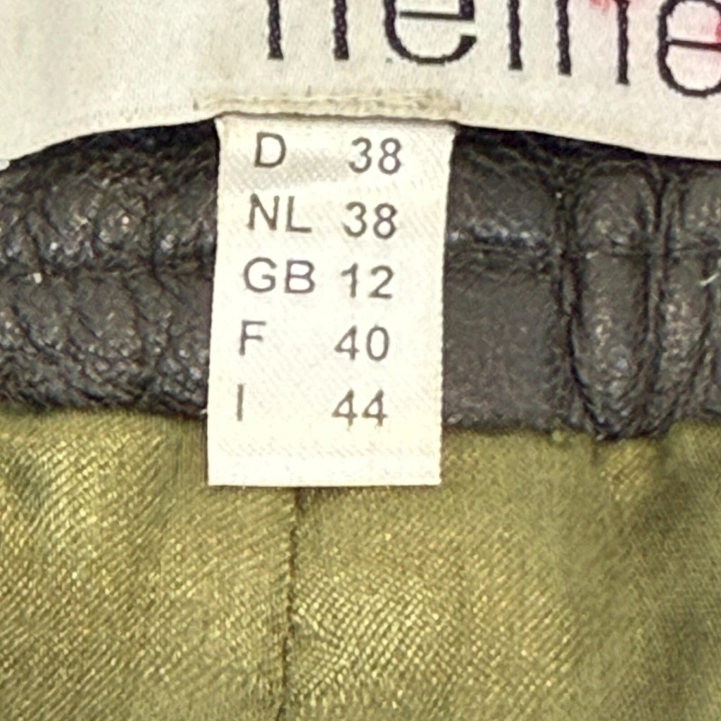 Heine Women's Leather Jeans Biker Pants in Dark Brown Y2K UK size 12