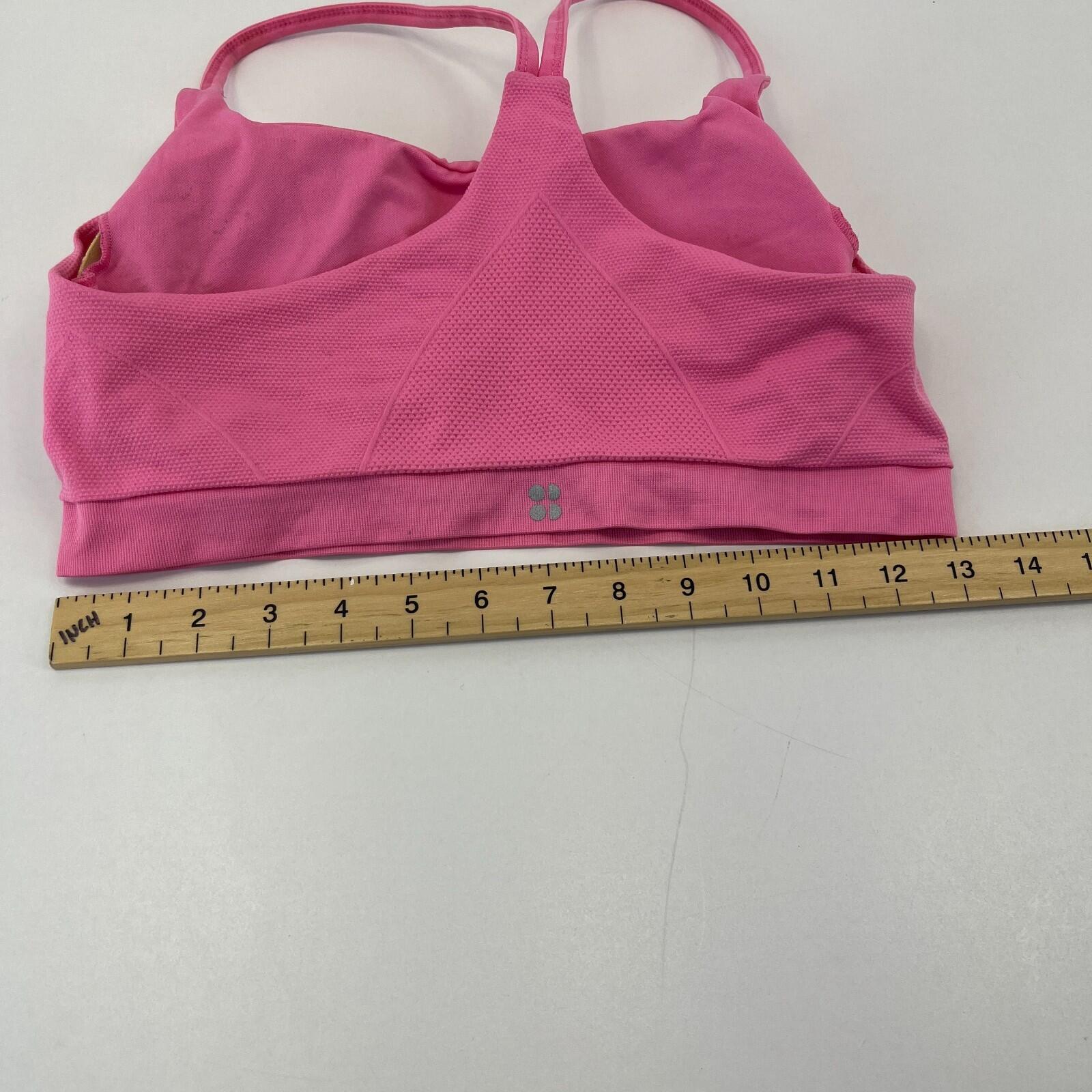 Sweaty Betty Foundation Seamless Padded Yoga Bra Navy Pink SB5849 size L  UK 14