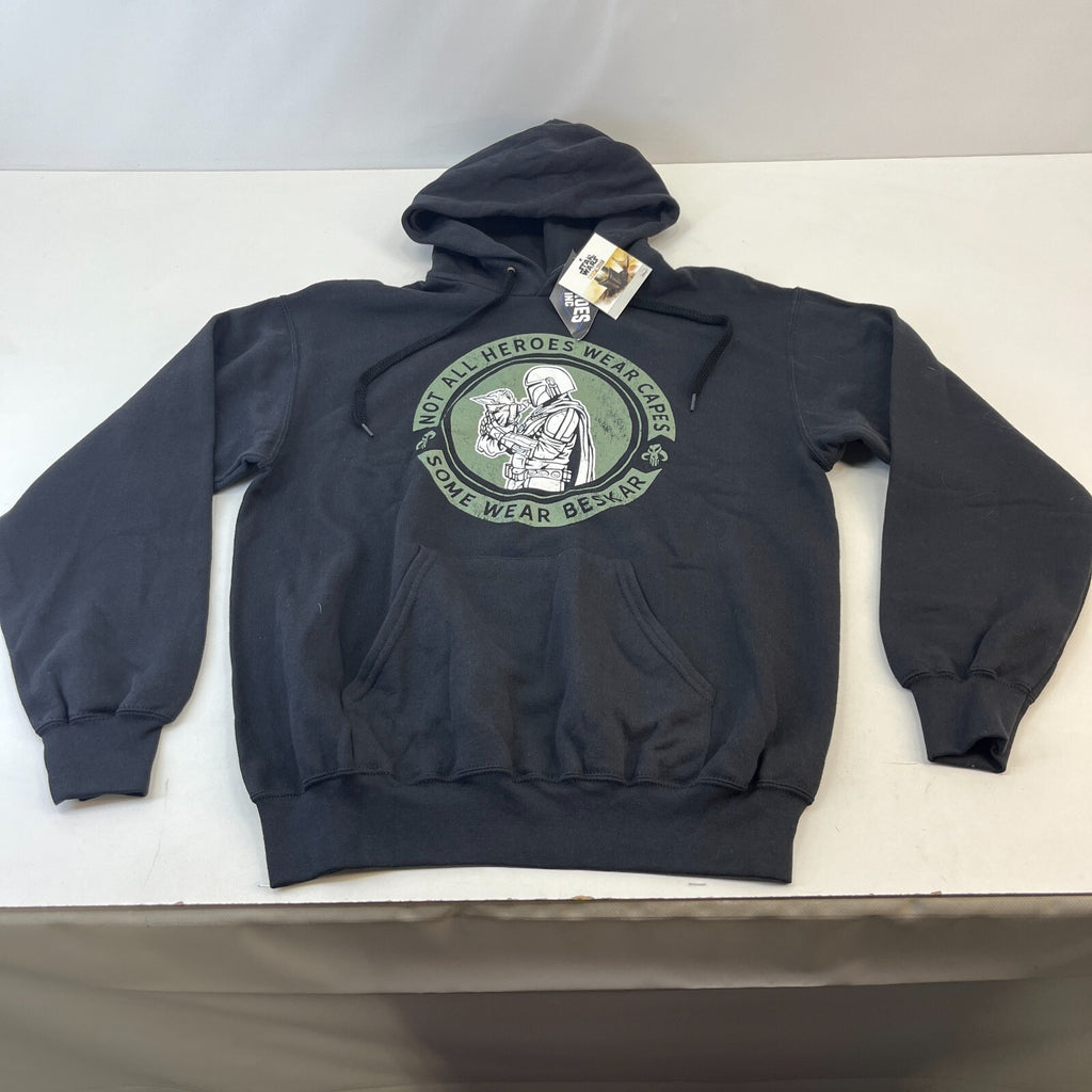 The Mandalorian Mens Hoodie "Not All Heroes Wear Capes" Black size M - New
