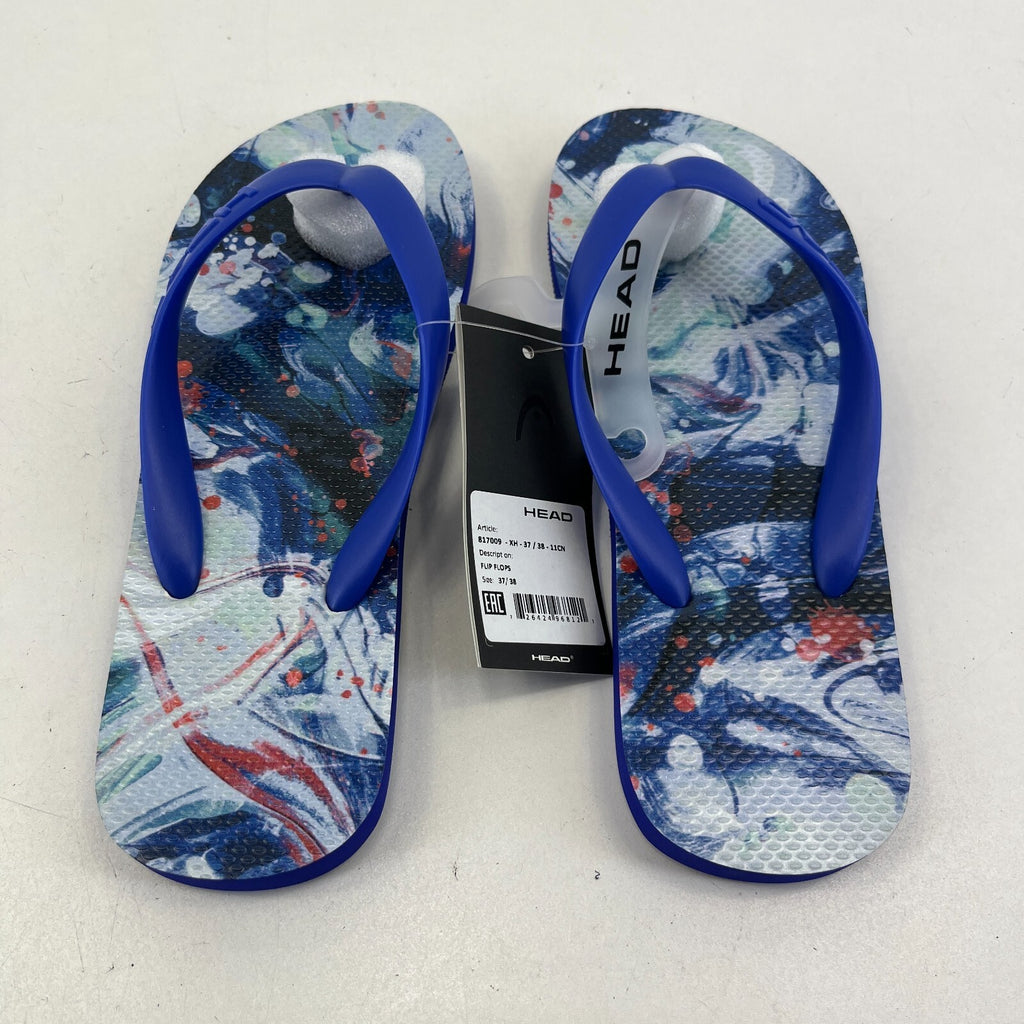 Head Flip Flops Beach Slippers Blue Abstract Print Womens size UK 5 EU 37/38