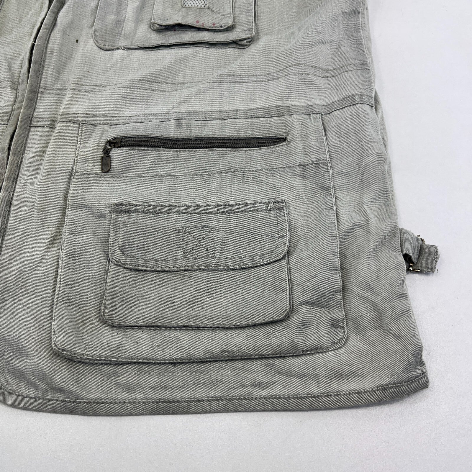 Duke Biaud Men's Grey Denim Waistcoat Hunting Fishing Multi Pocket Gilet size XL