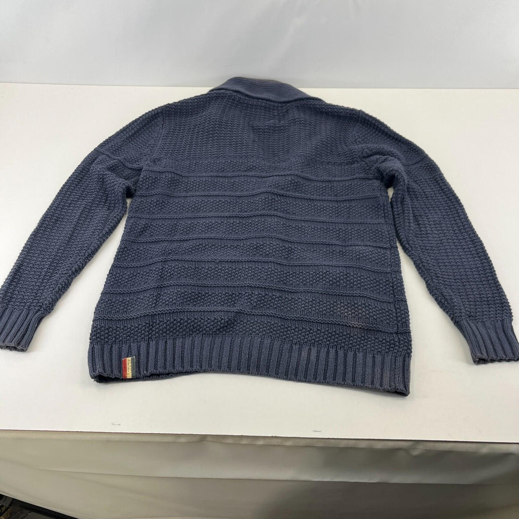 Tommy Hilfiger Hooded Cable Knit Cardigan Chunky Jumper Navy Blue - Size M