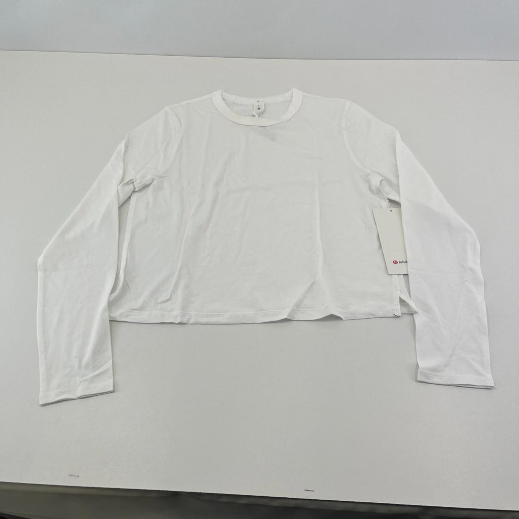 Lululemon Classic Fit Long Sleeve Cotton Blend Top T-Shirt White size UK 10 US 6