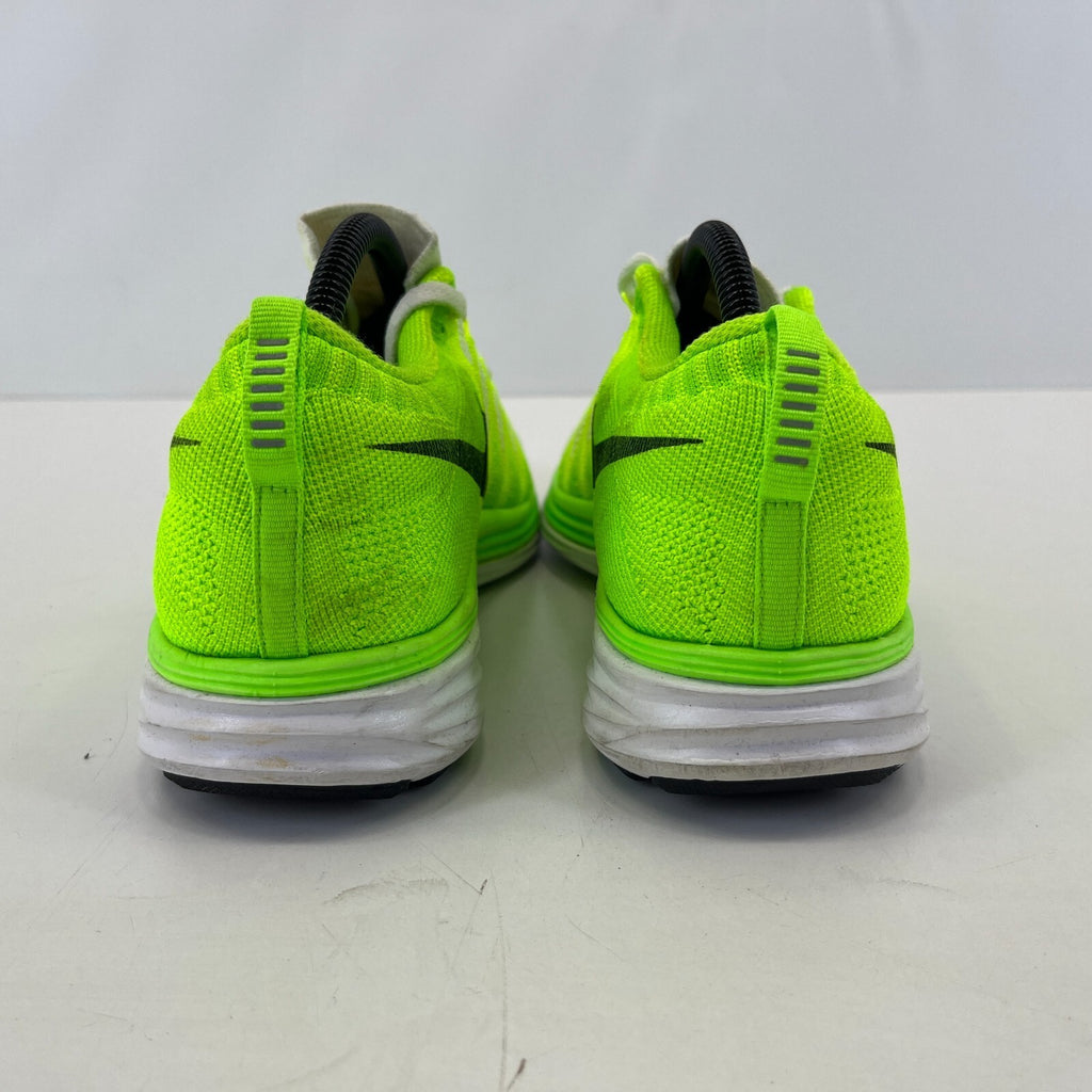 Nikes Flyknit Lunar 2 Womens Trainers Running Shoes Fluro Green & White UK 7.5