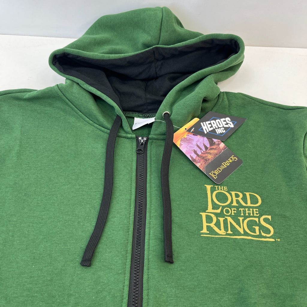 Official Lord Of The Rings Middle Earth Adults Full Zip Hoodie in Green size XL