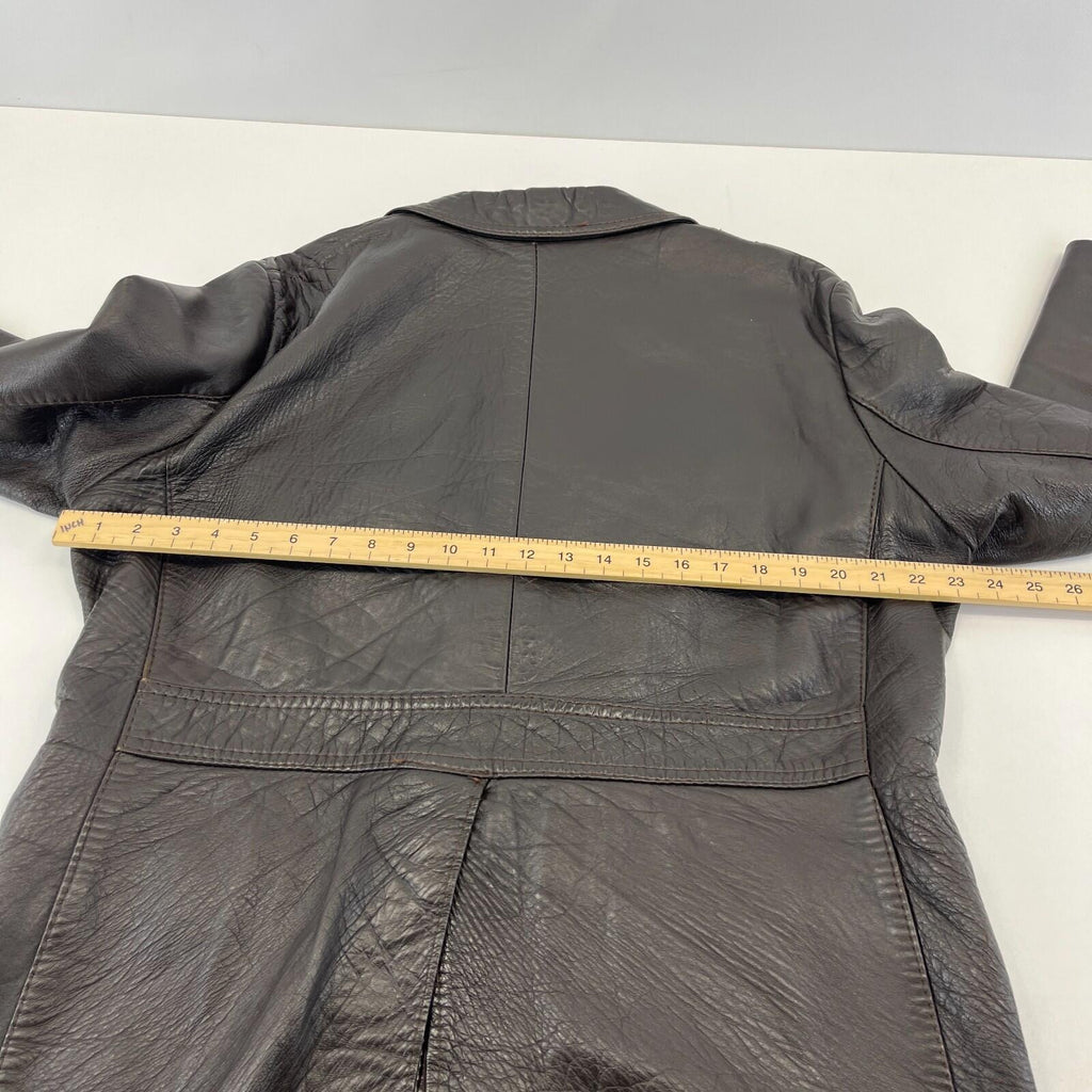 Vintage Made in London Dark Brown Leather Jacket Mid Length Retro size Large