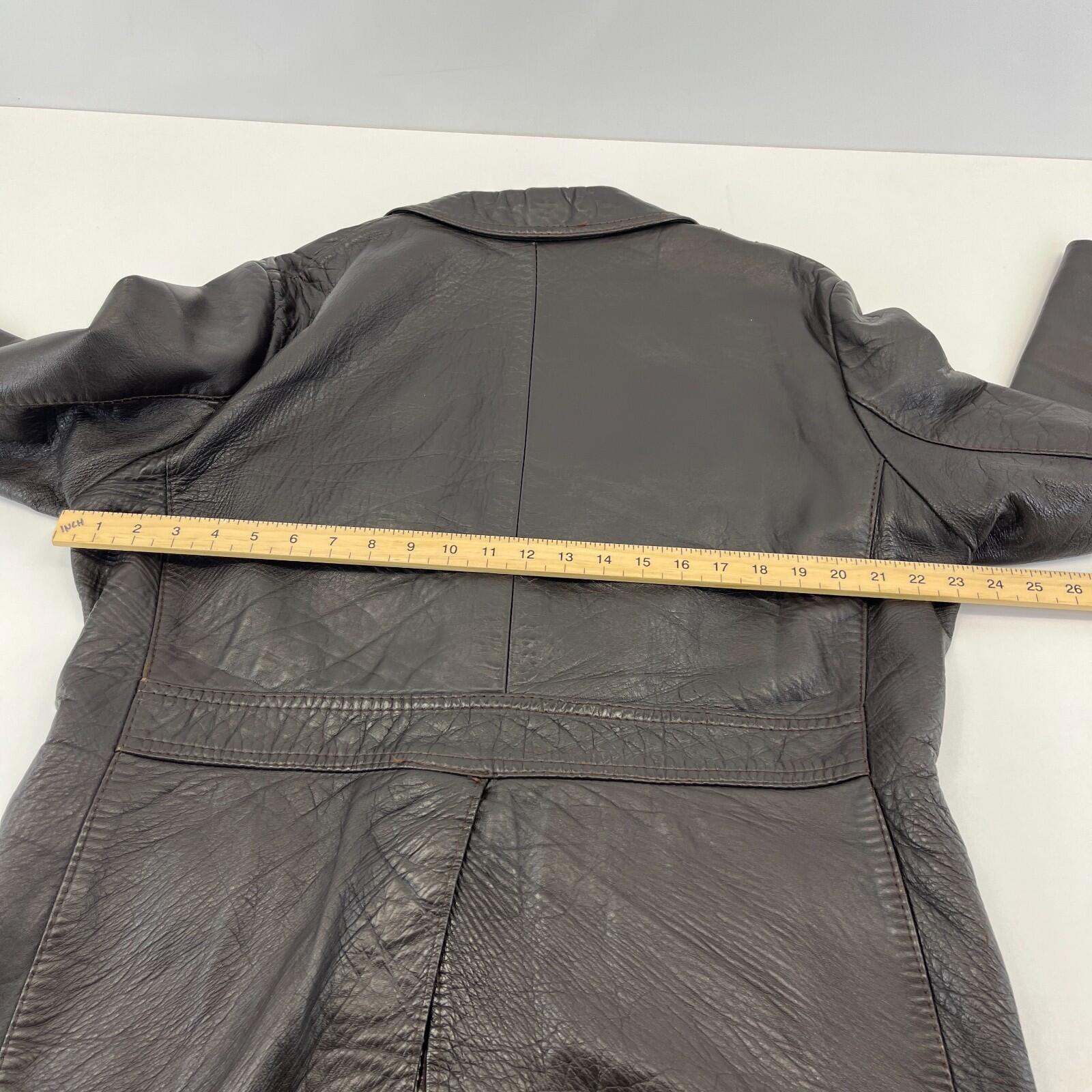 Vintage Made in London Dark Brown Leather Jacket Mid Length Retro size Large