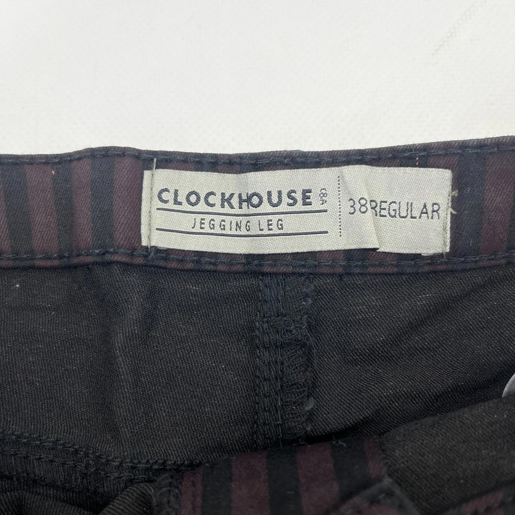 Clockhouse Womens Black/Purple Striped Jeans Cotton Blend Skinny size 38R NWOT