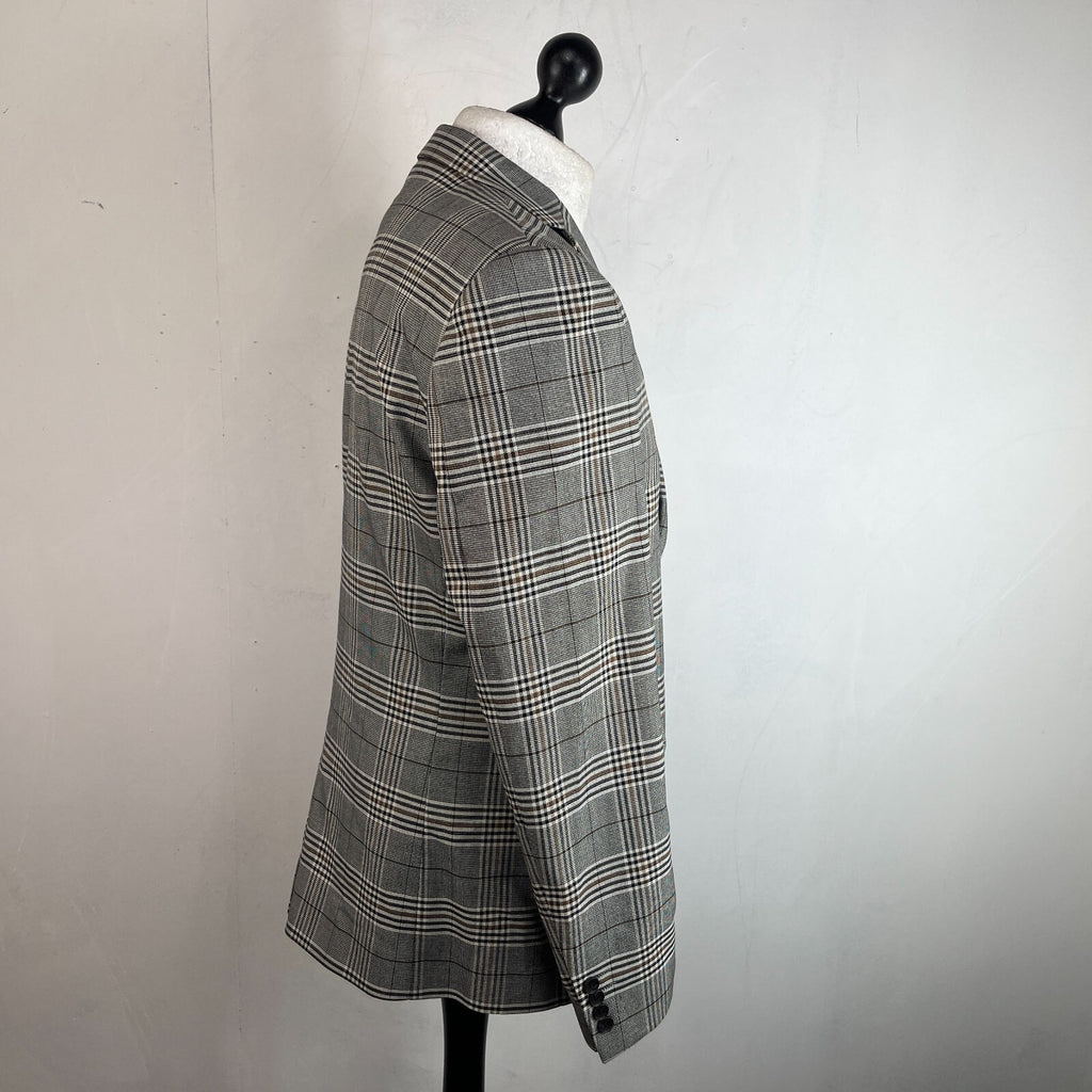 Next Tailoring Men's Grey Check Suit 44L Dark Grey W36 L31 Trousers Skinny Fit
