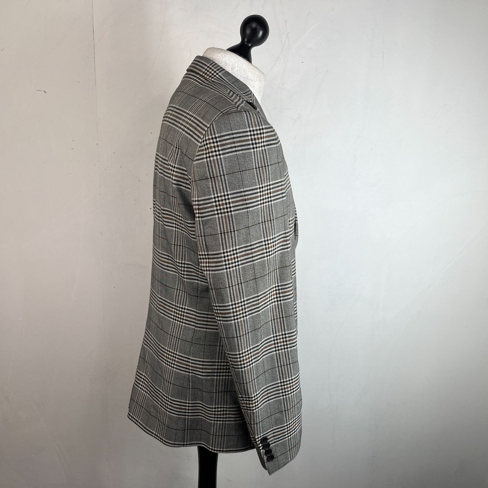 Next Tailoring Men's Grey Check Suit 44L Dark Grey W36 L31 Trousers Skinny Fit