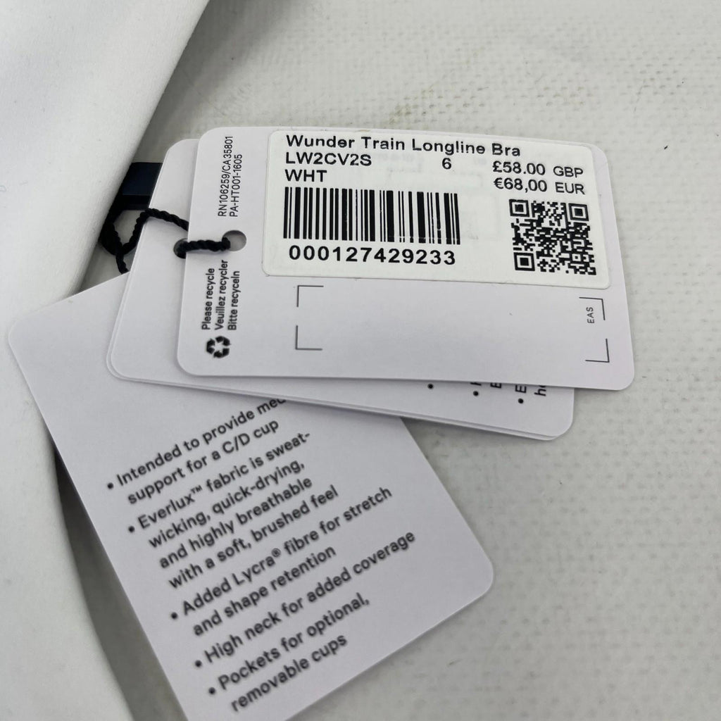 Lululemon Wunder Train Long-Line Bra in White size US 6 UK 10