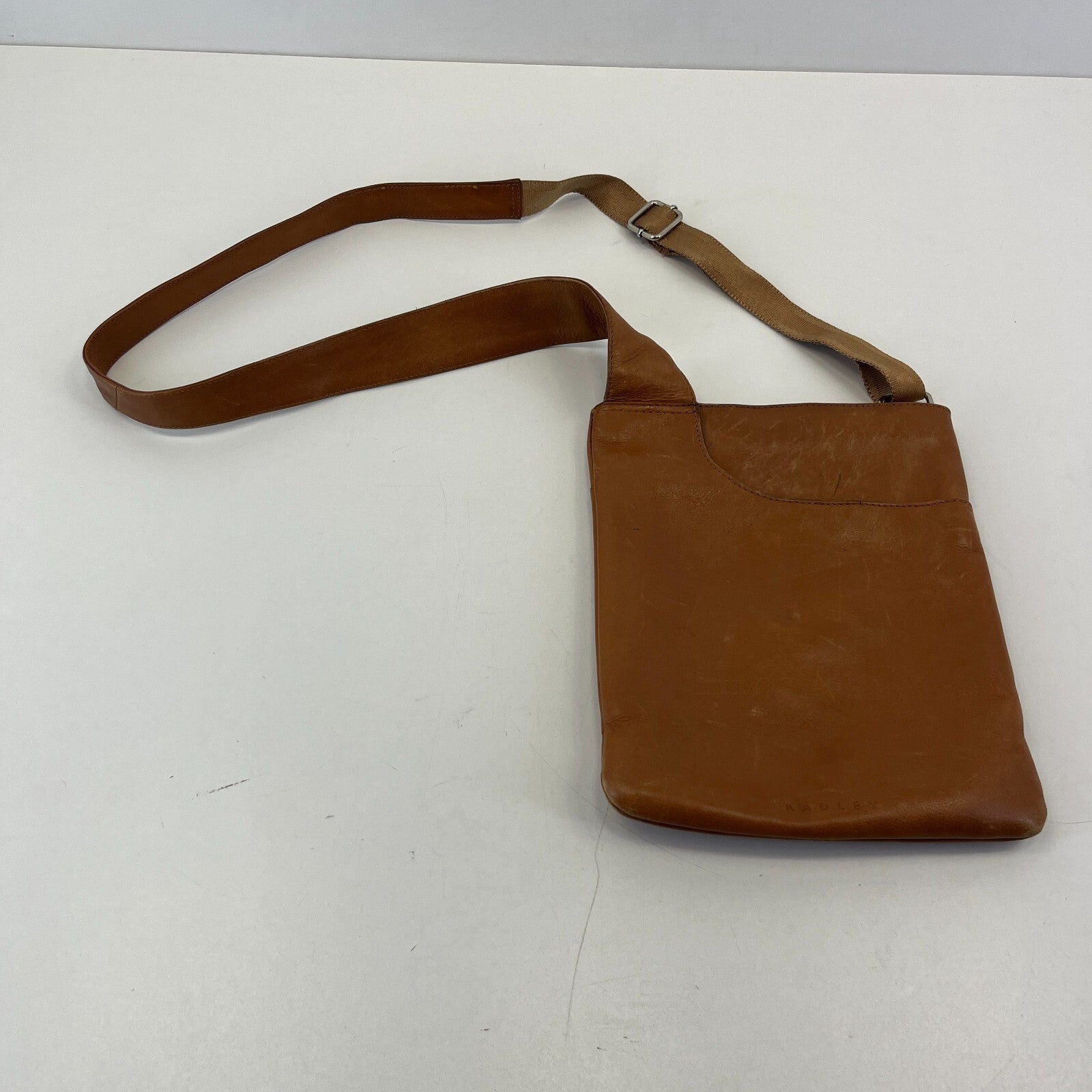 Vintage Radley Large Pocket Across Body Handbag Tan Brown Leather