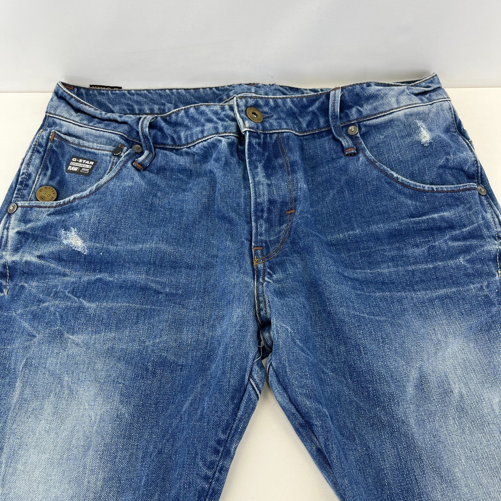G Star Raw Originals Jeans Mens W32" L32" Blue Tapered Twisted Zip Fly Denim