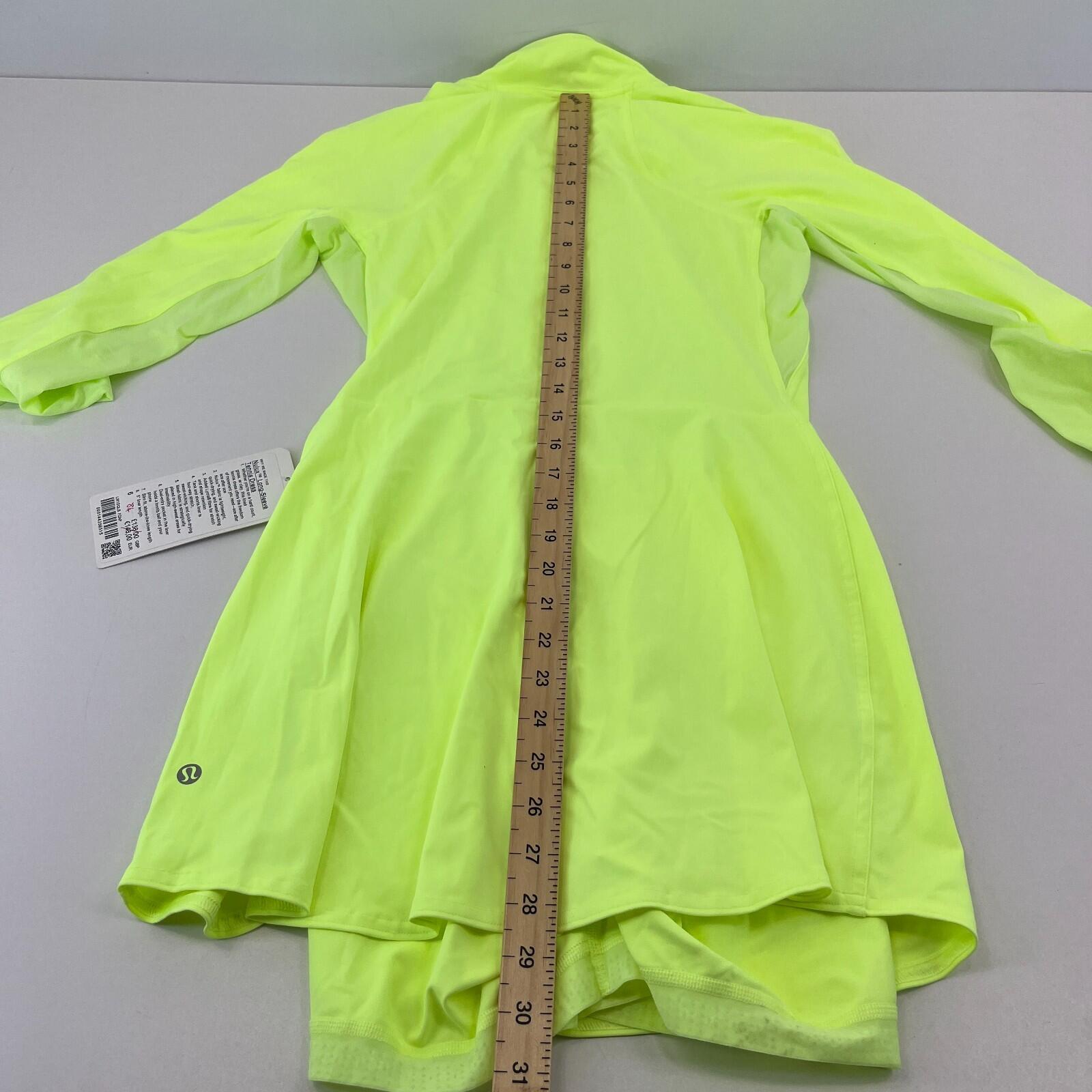 Lululemon Nulux Long Sleeve Tennis Dress Style LW1DQLS Fluoro Yellow UK size 10