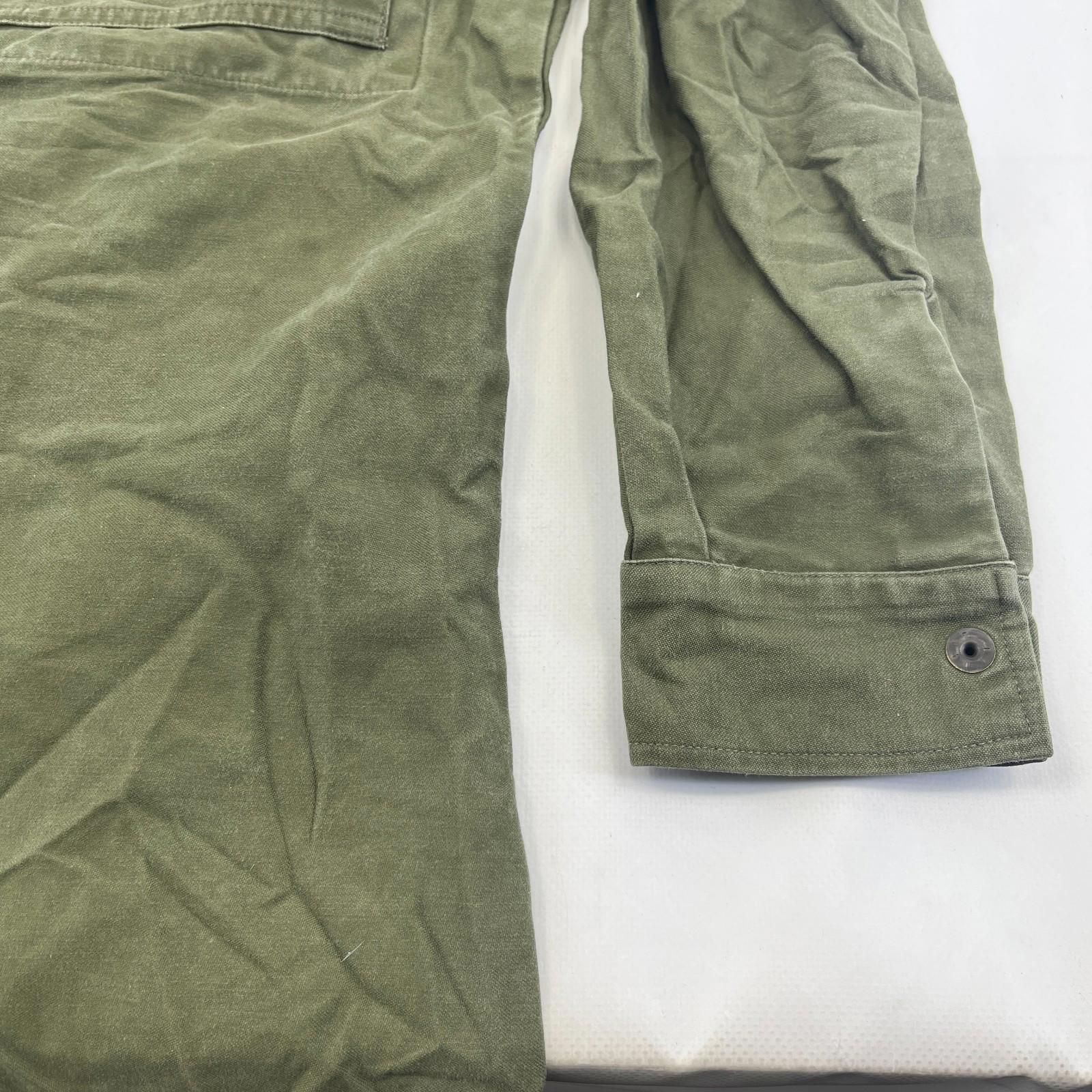 Vintage 1980s Dutch Army Shirt Green Long Sleeve Cotton Combat size Medium
