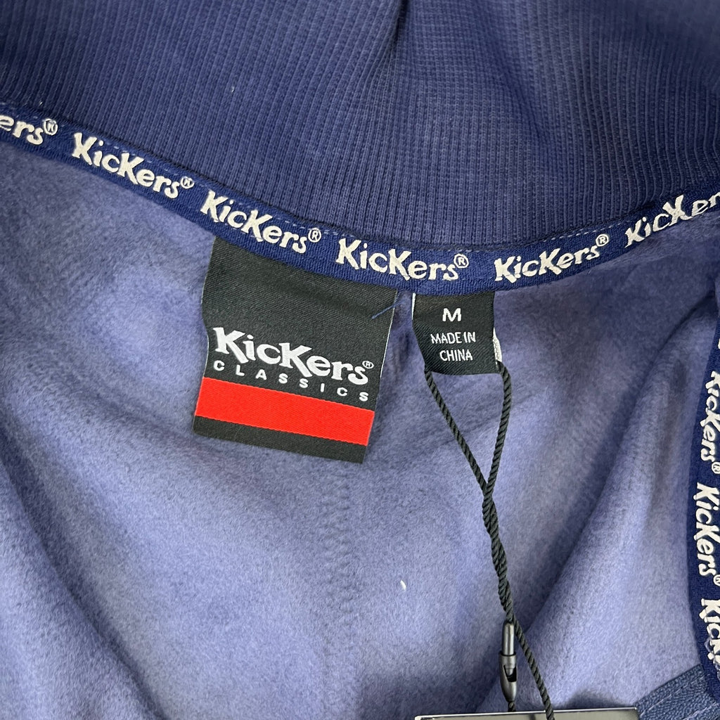 Kickers Big Spellout Blue 1/4 Zip Pullover Sweater Applique Logo size Medium