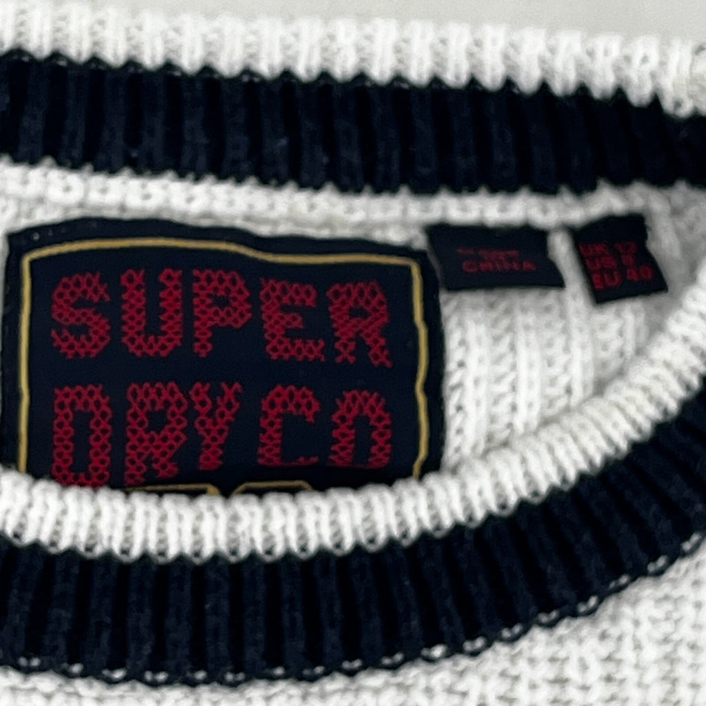 Superdry Women's  Chunky Cable Knit Jumper White & Black size 12