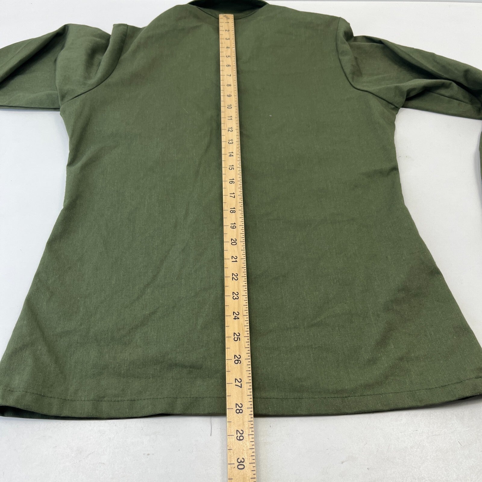Vintage American Army Military Long Sleeve Dura Press Shirt Olive Green size L