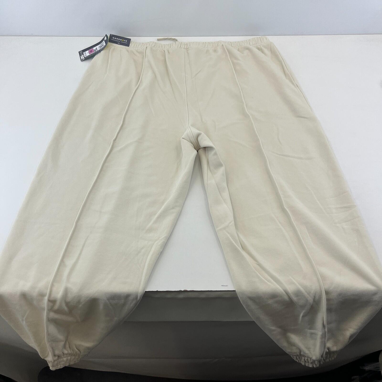 M&S Ladies Goodmove Parachute Joggers Cuffed Trousers Pants Cream UK size 22 New